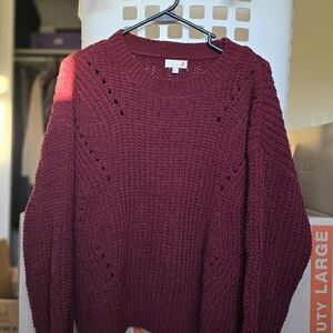 SO Women's Deep Red Crew Neck Sweater